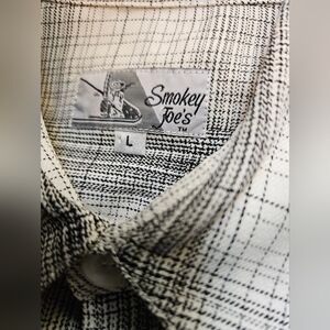Smokey Joe's Mens SZ L Black White Plaid  Button Down Shirt